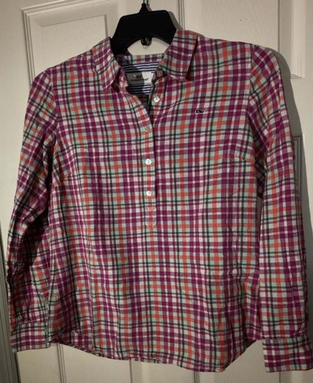 Vineyard Vines Plaid Popover Shirt Size 10 Long Sleeve Button-Up Blouse